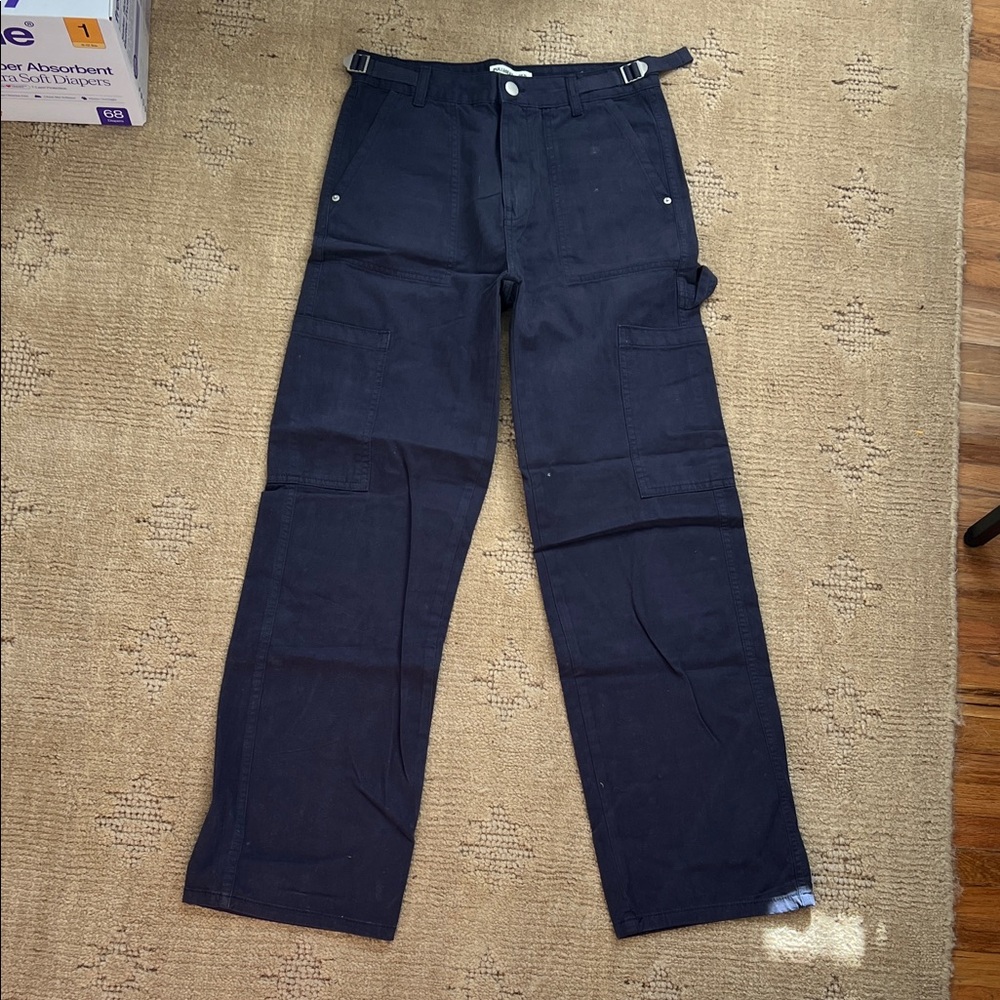 Pull&Bear Women's Navy Cargo Pants